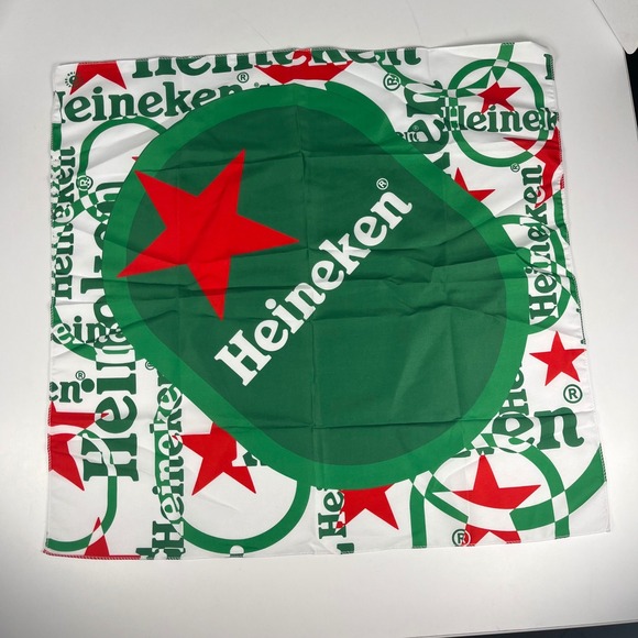 Heineken Beer Promotional Bandana Square Scarf Green White Red Star Logo Print